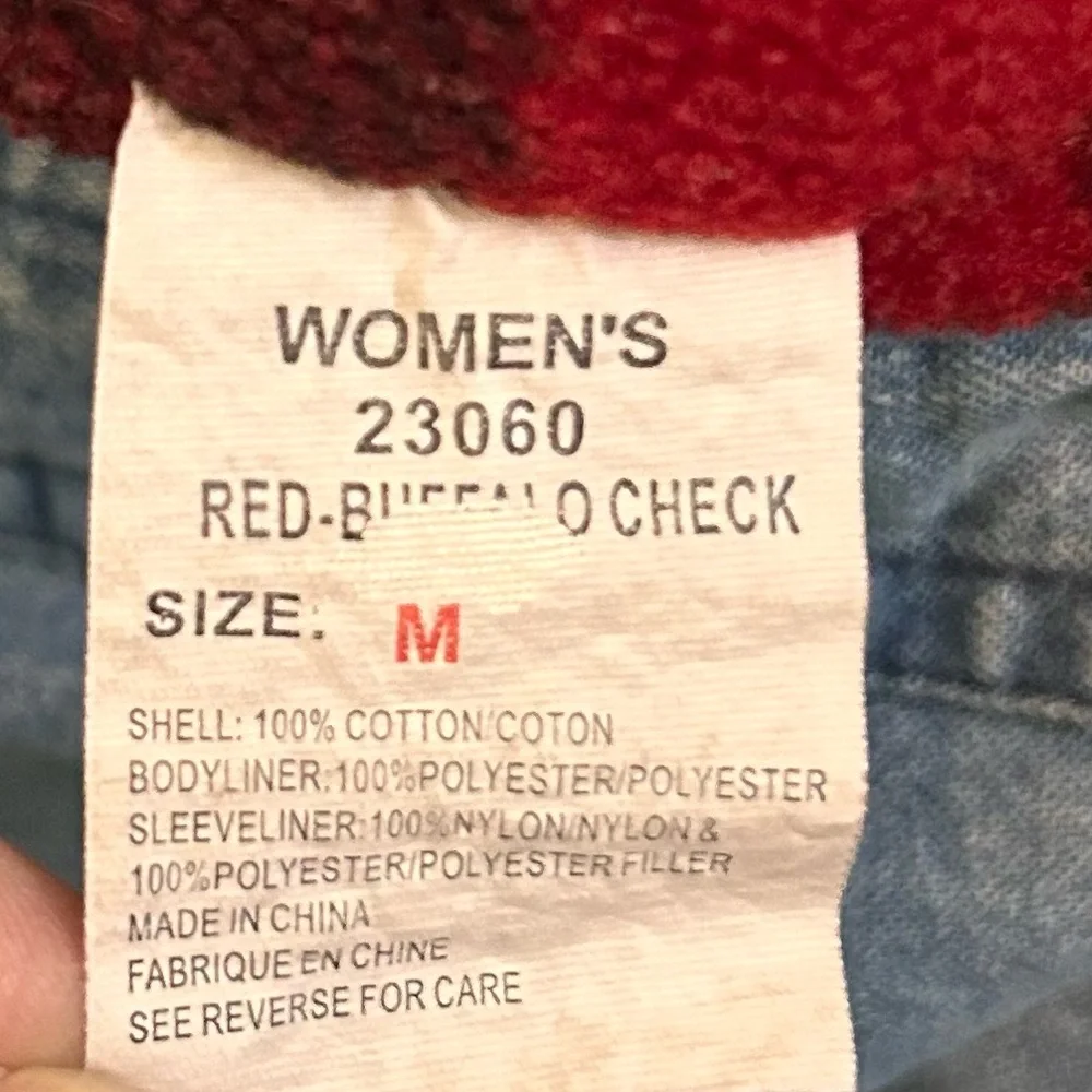 Woolrich Blanket Fleece Lined Jean Jacket Women’s Shacket Buffalo Plaid Sz M - Picture 10 of 10